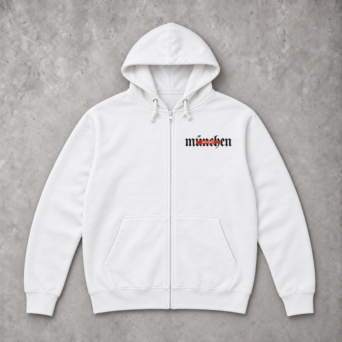 Red & White - Regular Zipper Hoodie