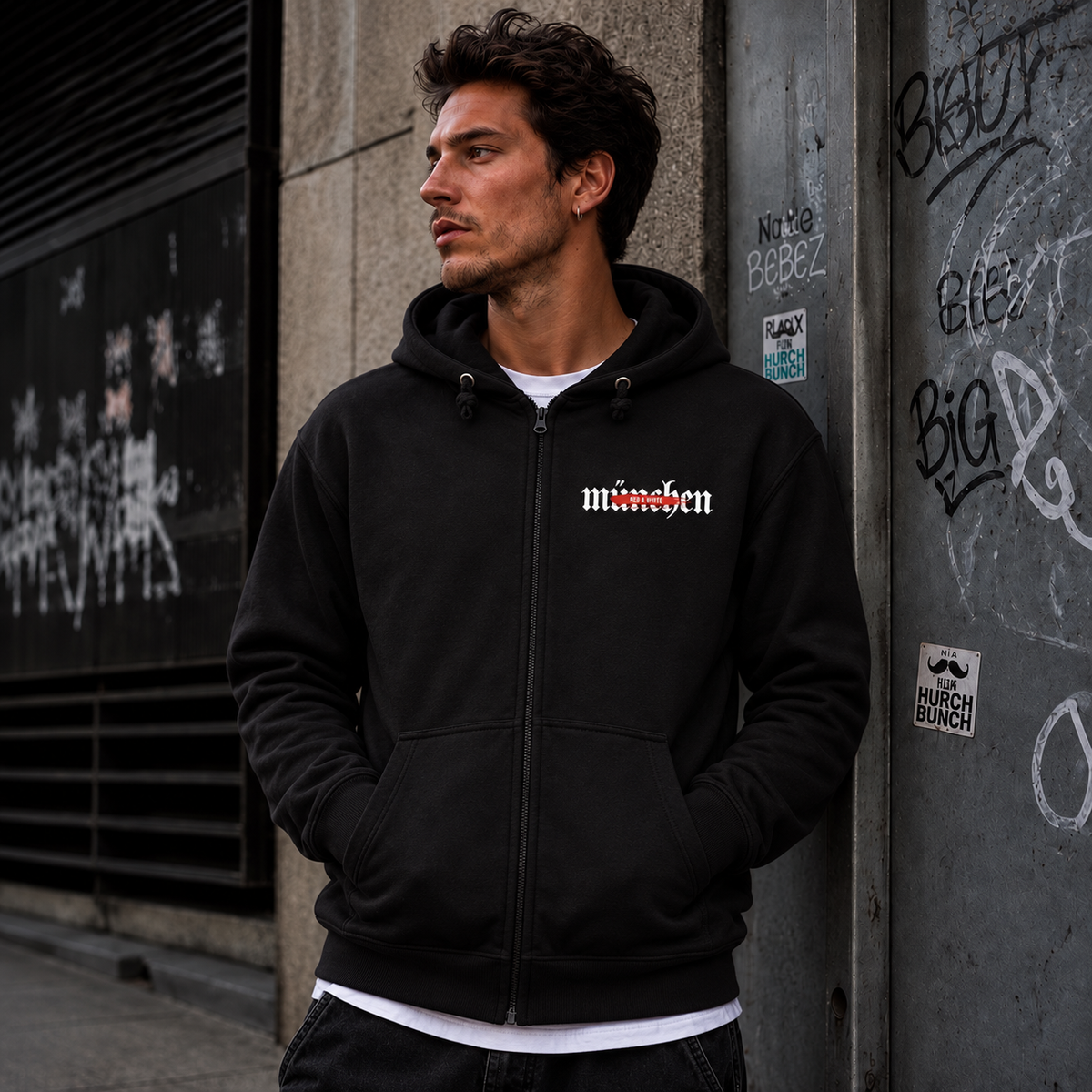 Red & White - Regular Zipper Hoodie