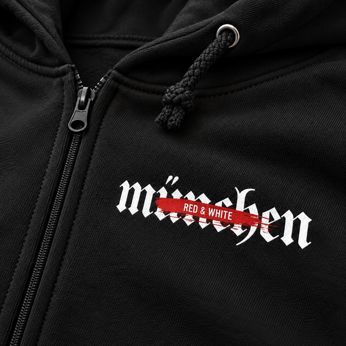 Red & White - Regular Zipper Hoodie